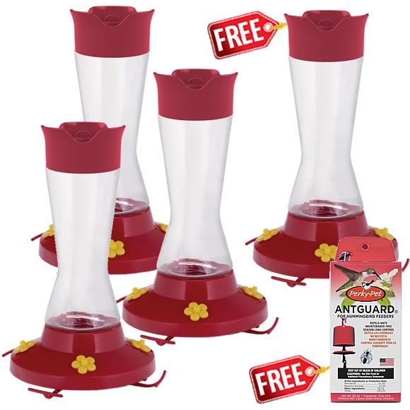 Perky-Pet® Buy 3 Get 1 FREE - Pinch-Waist Glass Hummingbird Feeder with FREE Nectar